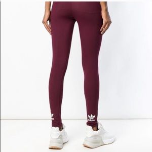 Adidas Maroon Trefoil Leggings Pants XS